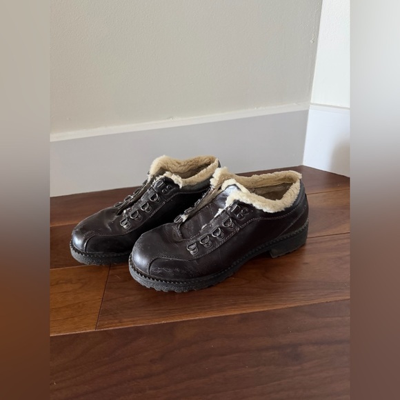 J.Crew Nordic Sherpa Lined Leather Boots Dark Brown Size 7 Hiking Style - Picture 2 of 9